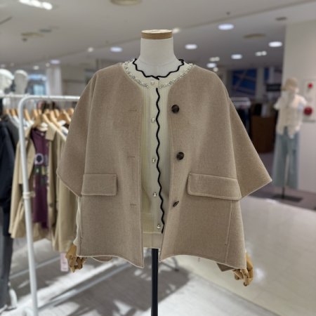 브이넥 핸드메이드 숏코트