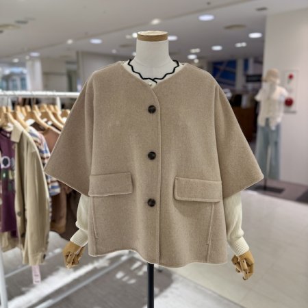 브이넥 핸드메이드 숏코트