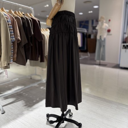 하이 셔링 가죽 스커트