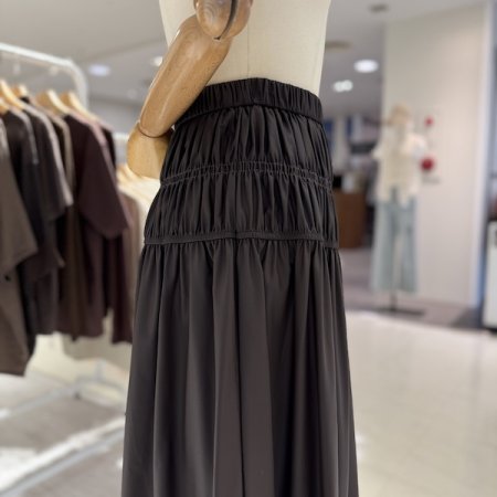 하이 셔링 가죽 스커트