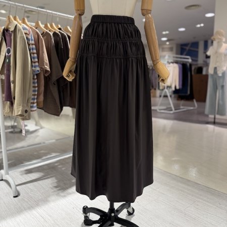 하이 셔링 가죽 스커트