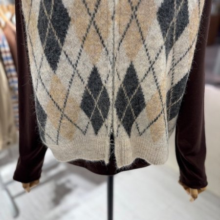 아가일 지퍼 조끼