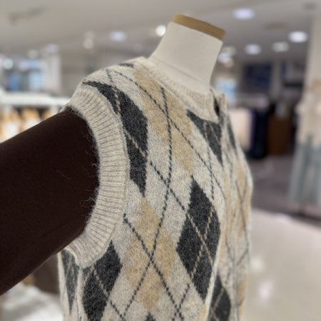 아가일 지퍼 조끼