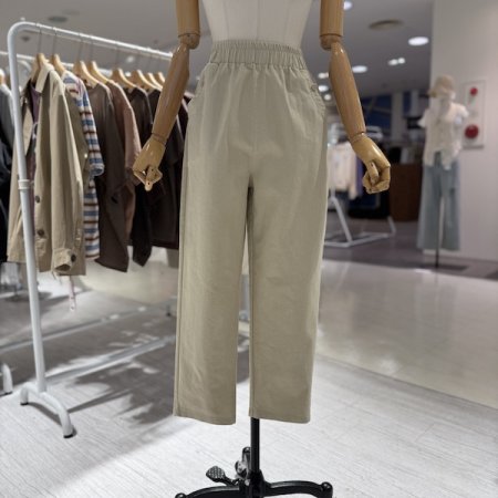 울 밴딩 면 배기 팬츠