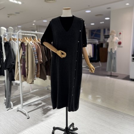 니트 옆단추 원피스