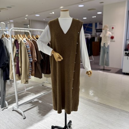 니트 옆단추 원피스