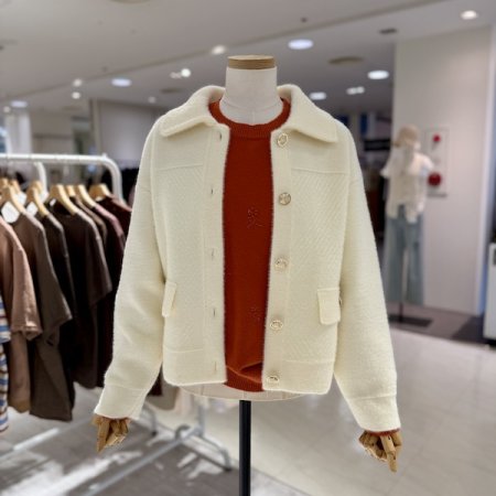 금단추 카라 니트 자켓