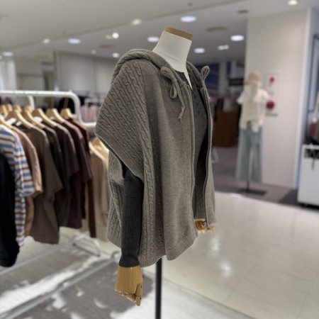 후드 루즈핏 니트 베스트 집업