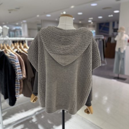 후드 루즈핏 니트 베스트 집업