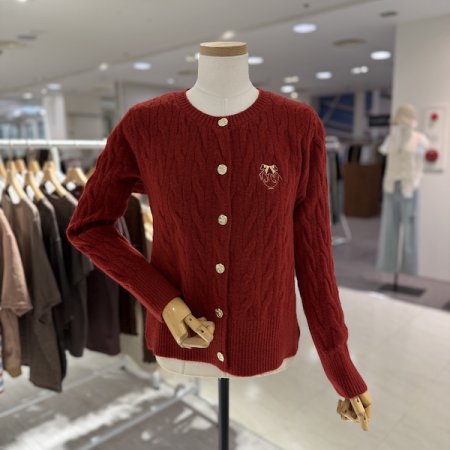 리본 꽈배기 가디건