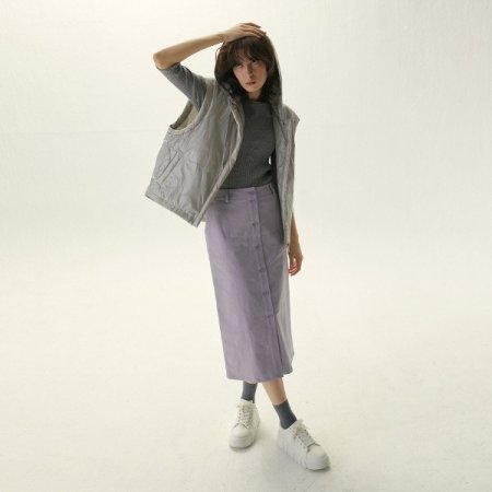 단추 포인트 글로우 H라인 스커트