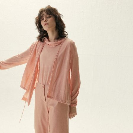 스트링 노카라 가디건