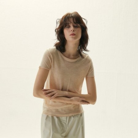 울 니트 라운드 반팔 티셔츠