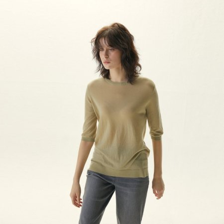 5부 소매 라운드 니트