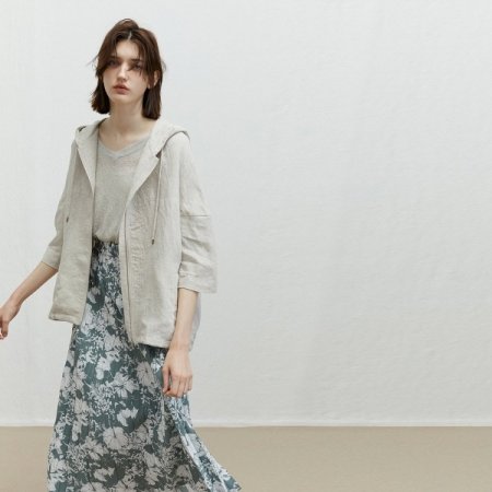 플라워 롱 플리츠 스커트