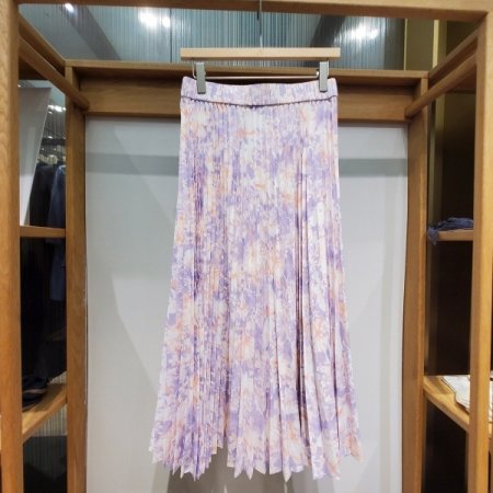 플라워 롱 플리츠 스커트