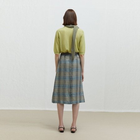 린넨 체크 A라인 스커트