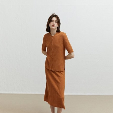 린넨 골지 니트 스커트