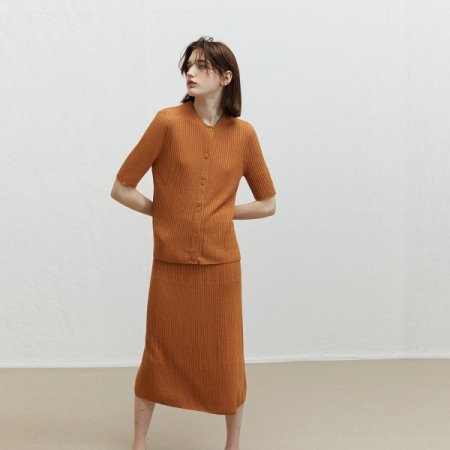 린넨 골지 니트 스커트