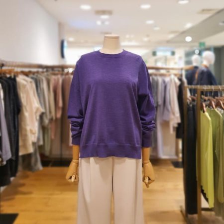 울 라운드 니트 티셔츠