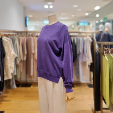 울 라운드 니트 티셔츠