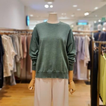 울 라운드 니트 티셔츠