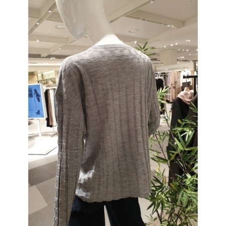 스퀘어 짜임 라운드 니트