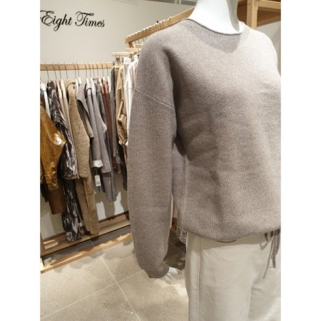 캐시 벌집짜임 라운드 니트