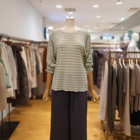 스트라이프 실크 루즈핏 니트