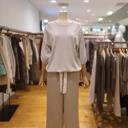 루즈핏 5부 실크혼방 니트티셔츠