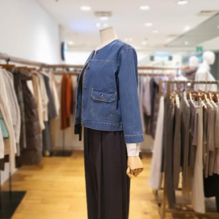 라운드넥 칠부 데님자켓