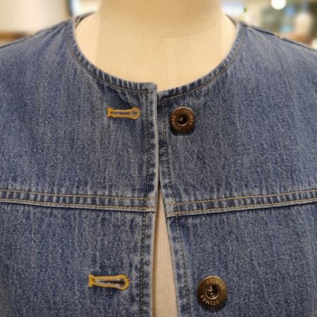 라운드넥 칠부 데님자켓