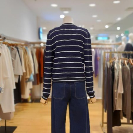 단가라 V넥 가디건