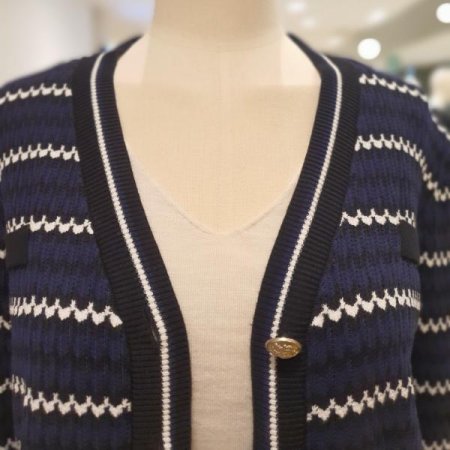 단가라 V넥 가디건