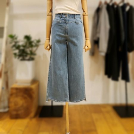 밴딩 9부 데님 팬츠