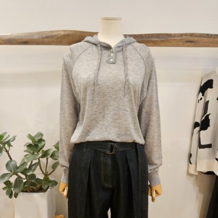 루즈핏 시스루 후드니트