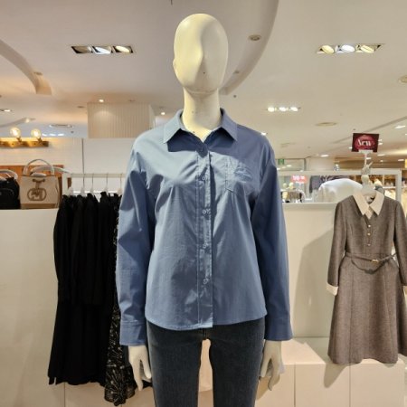 포켓자수카라블라우스