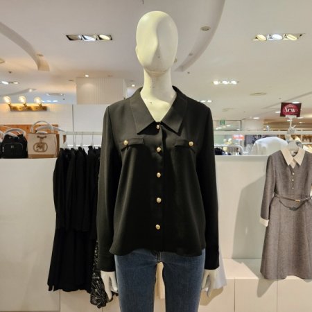 금장단추크롭블라우스