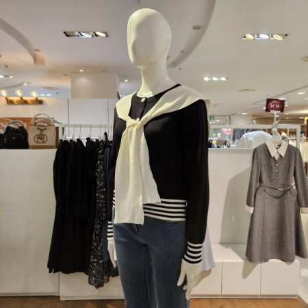 배색머플러가디건