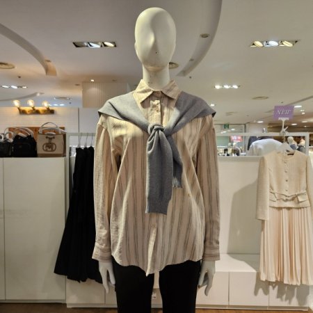 니트머플러소프트스트라이프블라우스