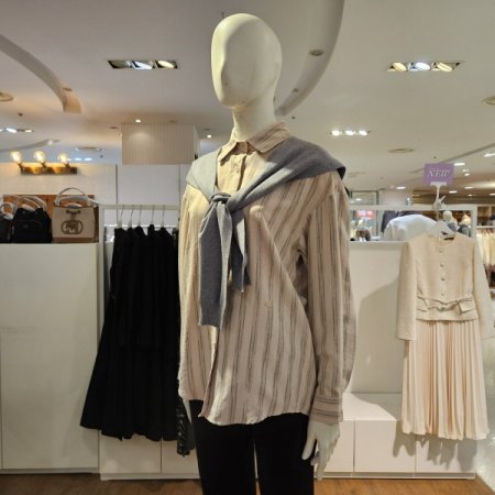 니트머플러소프트스트라이프블라우스