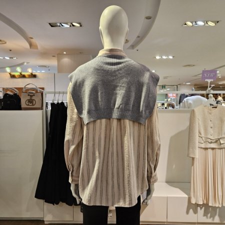 니트머플러소프트스트라이프블라우스