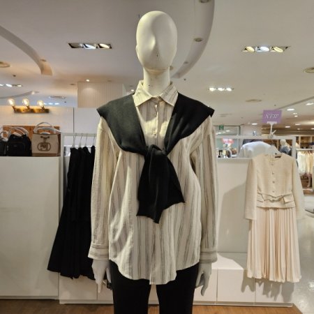 니트머플러소프트스트라이프블라우스