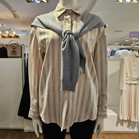 니트머플러소프트스트라이프블라우스