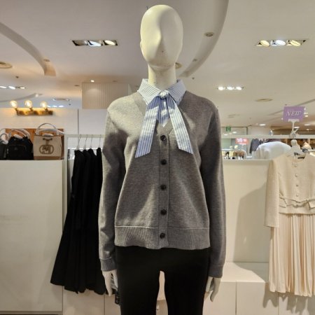 우븐셔츠타이탈부착풀오버