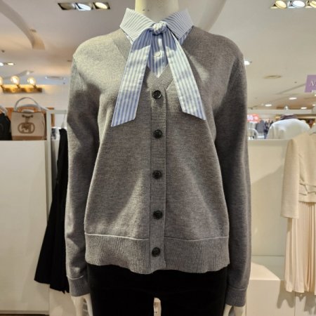 우븐셔츠타이탈부착풀오버