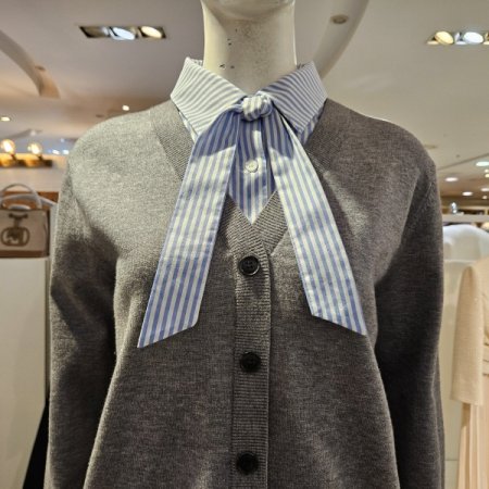 우븐셔츠타이탈부착풀오버