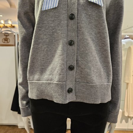 우븐셔츠타이탈부착풀오버