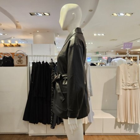 벨티드중기장레더자켓