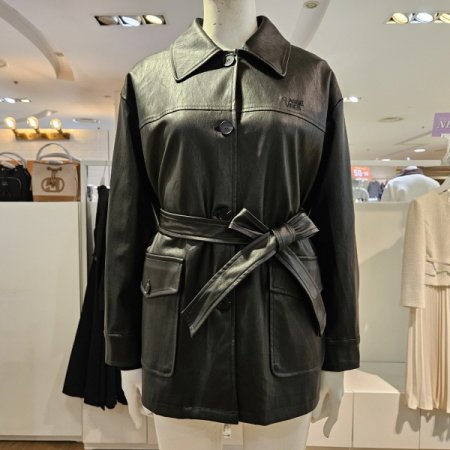 벨티드중기장레더자켓